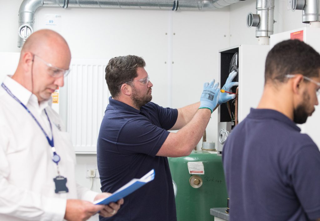 alan completing gas boiler service training