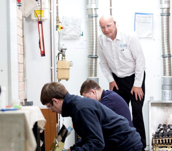 students undertaking gas fire training